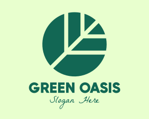 Round Green Environmental Leaf logo design