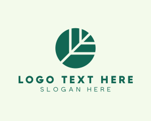 Round Green Environmental Leaf logo design