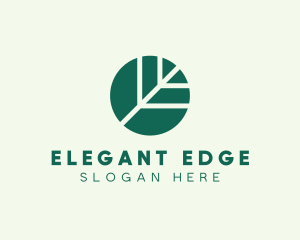 Round Green Environmental Leaf logo design