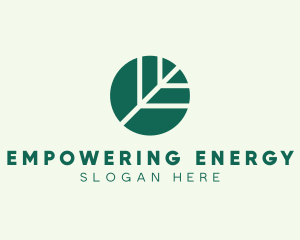 Round Green Environmental Leaf logo design