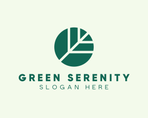 Round Green Environmental Leaf logo design