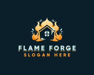 Fire HVAC Temperature logo design