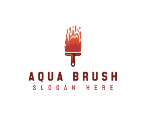 Fire Paintbrush Paint logo design