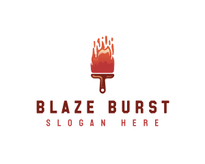 Fire Paintbrush Paint logo design