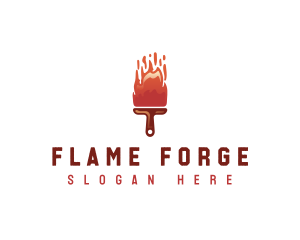 Fire Paintbrush Paint logo design