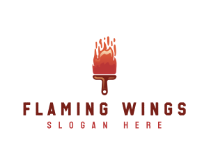 Fire Paintbrush Paint logo design