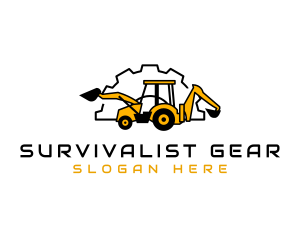 Backhoe Construction Excavator logo design