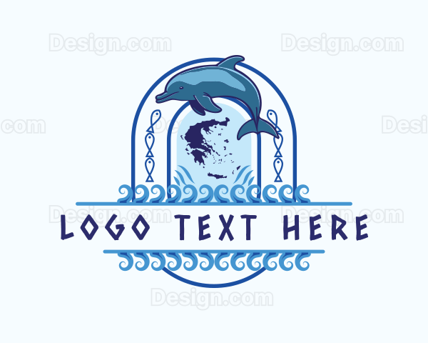 Ocean Greece Dolphin Logo