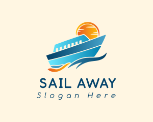 Sun Sea Sailboat logo design