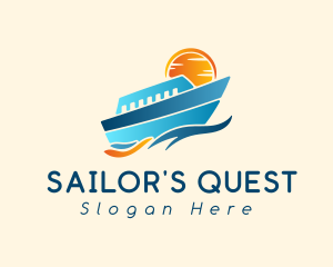 Sun Sea Sailboat logo design