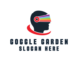 Prismatic VR Goggle Head logo design