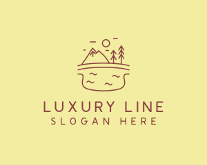 Mountain Lake Line Art logo design