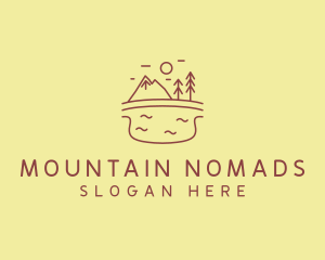 Mountain Lake Line Art logo design