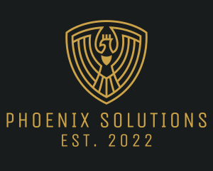 Golden Phoenix Shield logo design