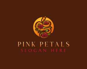 Rose Python Snake logo design