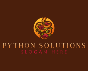 Rose Python Snake logo design