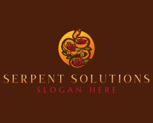 Rose Python Snake logo design