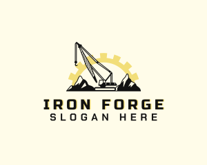 Mountain Construction Crane logo design