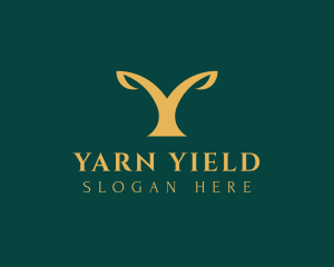 Golden Plant Letter Y logo design