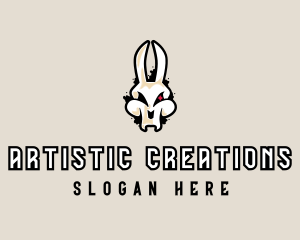 Graffiti Skeleton Gaming Rabbit logo design