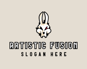 Graffiti Skeleton Gaming Rabbit logo design