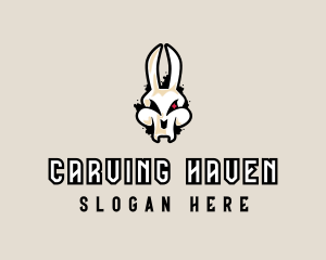 Graffiti Skeleton Gaming Rabbit logo design