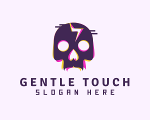 Glitch Skeleton Skull Logo