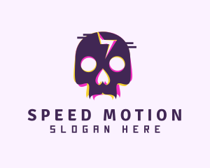 Glitch Skeleton Skull logo design