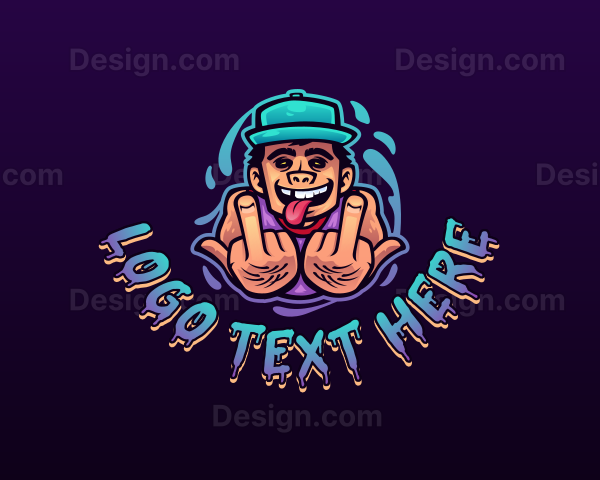 Cool Gangster Middle Finger Logo