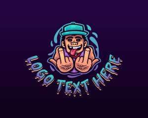 Cool Gangster Middle Finger Logo