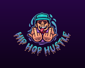 Cool Gangster Middle Finger logo design