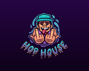 Cool Gangster Middle Finger logo design