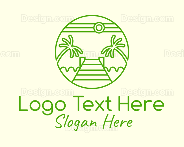 Palm Tree Beach Tourism Logo