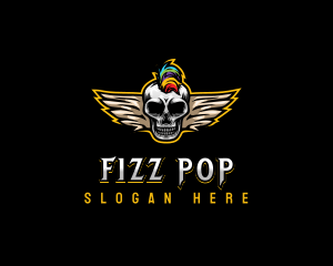 Punk Skull Wings logo design