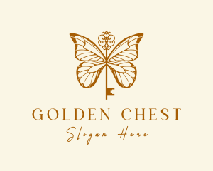 Golden Butterfly Key logo design