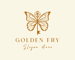 Golden Butterfly Key logo design