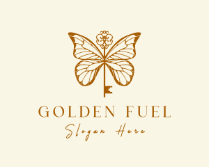 Golden Butterfly Key logo design