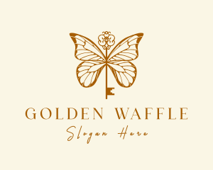 Golden Butterfly Key logo design