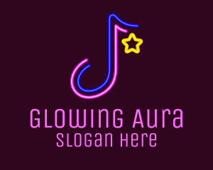 Neon Musical Note logo design