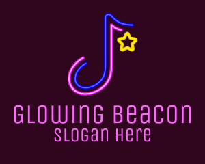 Neon Musical Note logo design