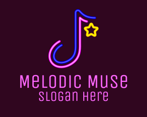 Neon Musical Note logo design