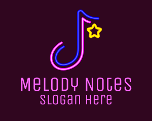 Neon Musical Note logo design