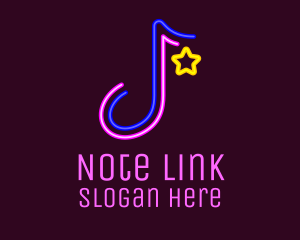 Neon Musical Note logo design