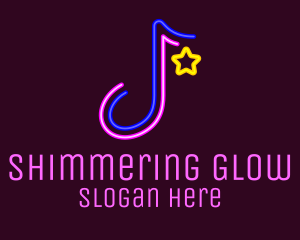 Neon Musical Note logo design