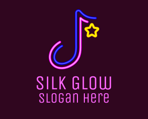 Neon Musical Note logo design