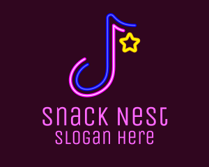 Neon Musical Note logo design