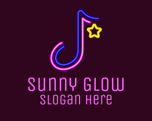 Neon Musical Note logo design