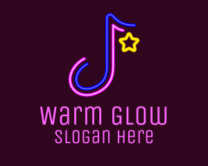 Neon Musical Note logo design