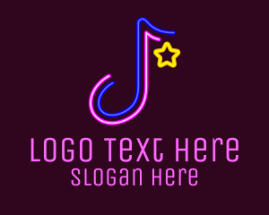 Album - Neon Musical Note logo design