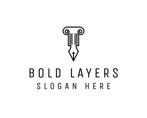 Law Colum Pen Nib logo design